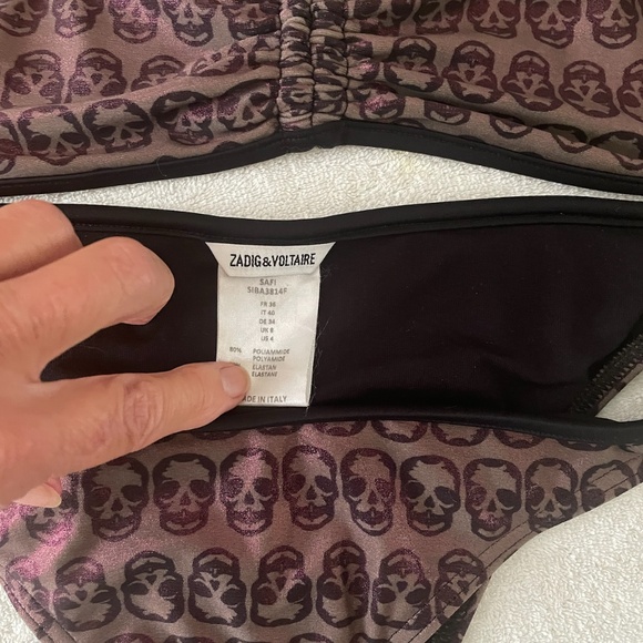 Zadig & Voltaire Skull Bikini Bandeau Set. Size S –US size 4. Retail $198. - Picture 8 of 8